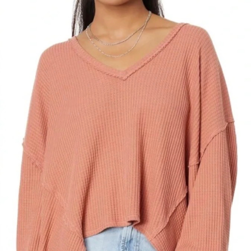 Free People Coraline Thermal V-Neck color Autumn Glaze Size Medium $68 Sold Out